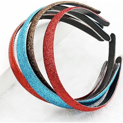 Fashion Shiny frosted gold powder Women Hairband Girls Glitter Headbands candy color Hair Hoop Plastic Hair Band Female Headwear