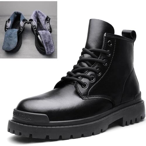 Designer Brand Mans Shoe Genuine Leather 2021 Winter Warm Luxury Men Boots Mens Casual Shoes Business Army Outdoor Ankle Boots