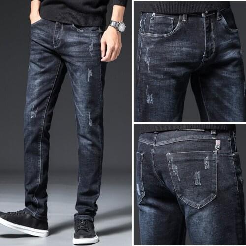 Ripped Male Jeans Skinny Denim Jean Homme Slim Fit Trousers Streetwear MenS Pants Pant Casual Fashion Blue Stretch Winter Autum