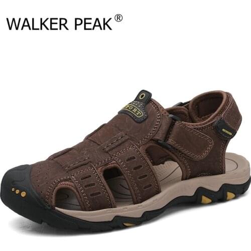 Size 38-47 Genuine Leather Cowhide Mens Sandals Summer Quality Beach Slippers Casual Footwear Outdoor Beach Shoes 2021 New