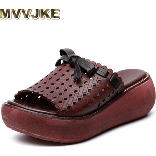 MVVJKE The most trendy summer platform slippers fashion sandals women shoes sandals2020hollow genuine leather slippers