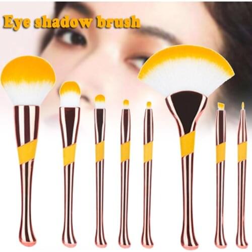 8Pcs/set Makeup Brushes Plastic Handle Premium Synthetic Makeup Brush Set Kit for Blending Foundation Powder Brush Eyeshadow NE