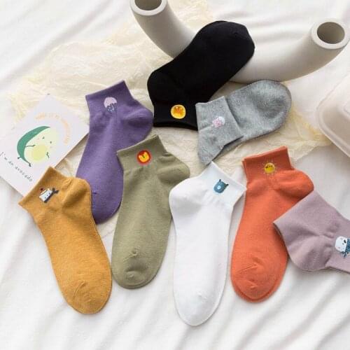 Fashion Women Socks New Cartoon Ankle Socks Girls Cotton Women Fashion Spring Color Casual Socks Lady Ankle Cute Short Socks