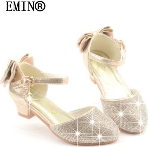 Cinderella Anna Elsa Shoes Princess Bowtie Beading Cosplay Costume Baby Girls SummerSandals Pearles Party Birthday