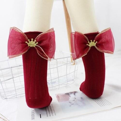 New Sping Autumn Baby Girls Socks With Bowknot Toddlers Infants Cotton Knee High Socks Baby Princess Long Cute Children Socks