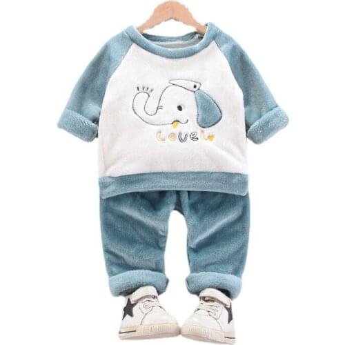 New Winter Baby Girl Clothes Suit Children Pajamas Boy Fashion Warm T-Shirt Pants 2Pcs/Set Toddler Casual Costume Kids Sleepwear