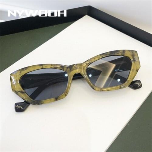 NYWOOH Fashion Cat Eye Sunglasses 2021 Women Luxury Small Frame Men Retro Brand Design Wild Street Party Eyewear UV400