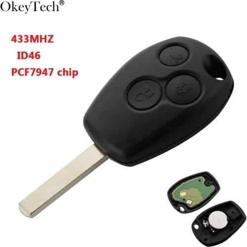 Okeytech 3 Buttons 433MHz ID46 PCF7947 Chip Car Remote Key Fob For Renault /Kangoo II /Clio III Auto Replacement Keyless Alarm
