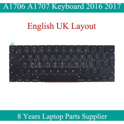 Genuine Latop New English A1706 A1707 UK Keyboard For Macbook Pro 13.3" 15.4" A1706 A1707 Keyboard Replacement 2016 2017 Year