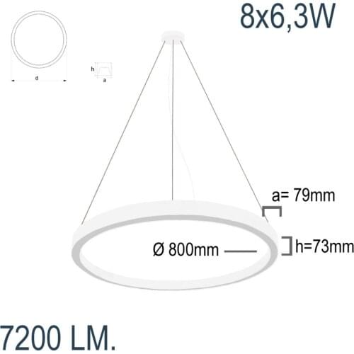 Pamir Lighting 8x6,3W Diameter: 800mm Circular Suspended LED Lighting Fixture, PL8SO8L15C Energy Saving Light, Decorative Design