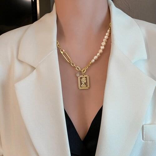 Natural Freshwater Pearl Necklace Punk Baroque Irregular Pearl Chain Choker Pendant Torque Weddings Accessories Boutique Jewelry