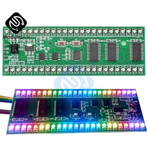 RGB MCU Adjustable Display Pattern 24 LED VU Level Indicator Meter Dual Channel Module Electronic Tools Controller
