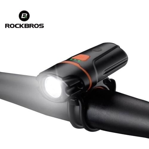 ROCKBROS Mini Bicycle Headlight USB Rechargeable MTB Road Bike LED Front Light Waterproof Cycling Flashlight Power Bank Orange