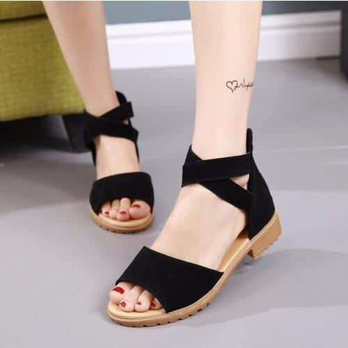 Sandals Womens Summer Korean Version of All-match Flat-bottomed Heel Womens Sandals Flat-heeled Open-toed Womens Roman Shoes
