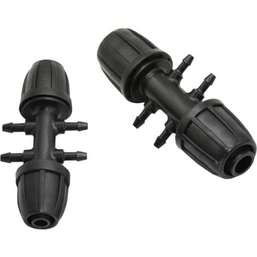 1/8" to 1/2" 3/8" hose 4-way water splitter reducing barbed double way irrigation connector screw Shunt four outlets 20pcs