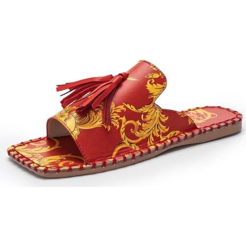 Slippers Women 2021 Summer New Tassel Flat Heel Beach Fashion Comfortable Non-slip Wear-resistant Solid Color Female Sandals