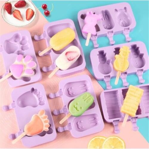 Hole Cartoon snowman building blocks Silicone Ice Cream Mould Ice Cube Tray Popsicle Barrel Diy Mold Dessert Ice Cream Mold with