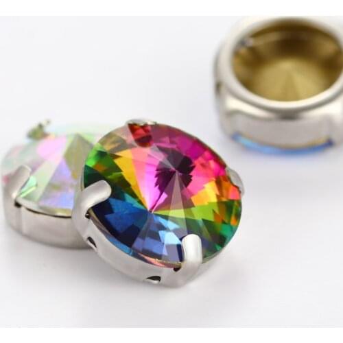 Pointback Round Claws Rhinestones Colorful Sew On Stones Jewelry Accessories DIY Art Crafts 10mm Rivoli Rhinestones