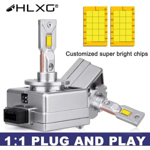 HLXG D1R D2S D3R D1S D2R D4S D4R LED Mini 1:1 Canbus D3S Light Bulb Car Headlight Auto Update Kit 90W 6500K Cold White 20000LM