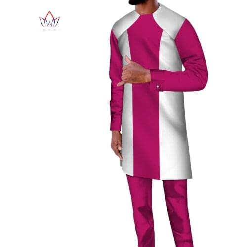 African Traditional Clothing for Men Tracksuit Long Sleeve Shirts and Ankara Pants Dashiki Outfits Crop Top Wax Attire WYN1179