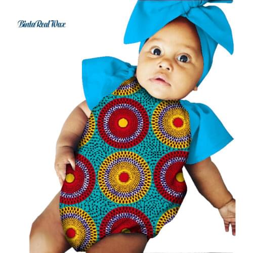 Unsixy Children Kids Baby Clothes Bazin Riche African Print Jumpsuit Onesies for Kids Children African Style Clothing WYT319