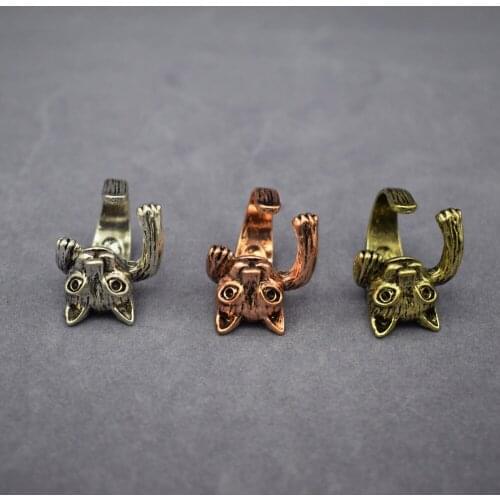 Vintage Cat Rings Fashion Retro Style Adjustable Cat Rings For Women Men Cat Jewellery