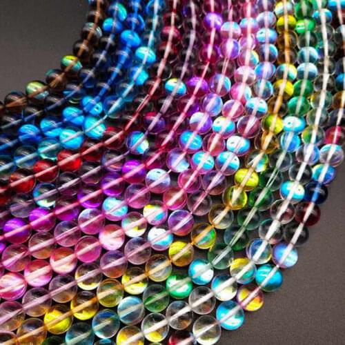 High Quality Color-changing Glass Stone 6/8/10/12mm Smooth Round Necklace Bracelet Jewelry Loose Beads 38cm wk149