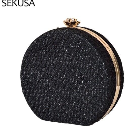 Black Color Women Evening Bags Hollow Out Style Party Wedding Bridal Day Clutch With Chain Shoulder Handbags