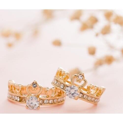 Exquisite Crown Shaped Ring Gold / Silver Color CZ Rings for Women Fashion Color Aneis De Ouro Zirconia Jewelry