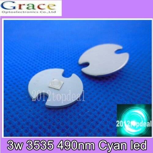 10pcs 3W 490nm Cyan LED chip High Power with 16mm Round base DIY