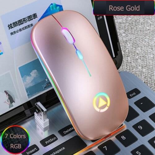 2.4G Wireless Mute Mouse 7-Color Backlit Mouse Mute Rechargeable Wireless Mouse Home Office Gaming Computer Accessories