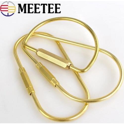 2pcs Meetee Solid Brass Key Ring Buckles Metal Vintage Carabiner O D Rings Clip Buckle for Bag Chain Hook DIY Leathercraft AP293