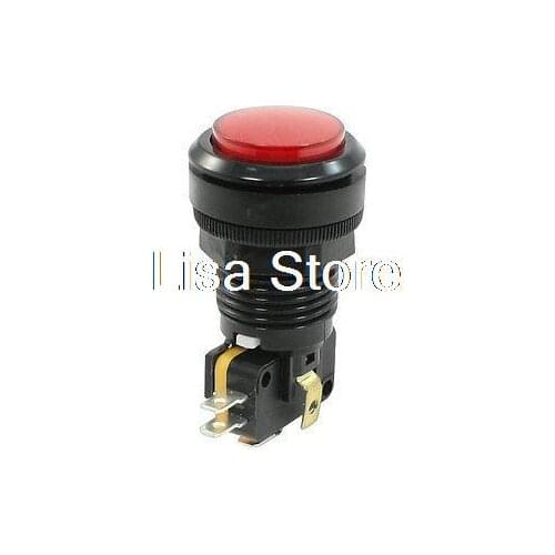 25mm Mounting Hole Red Momentary Push Button Switch AC250V 15A