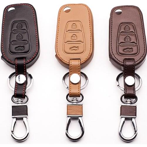3 Buttons Leather Remote Control Keypad Keyboard Cover for Lifan X60 Folding Car Key Cover protect shell car keys accessories