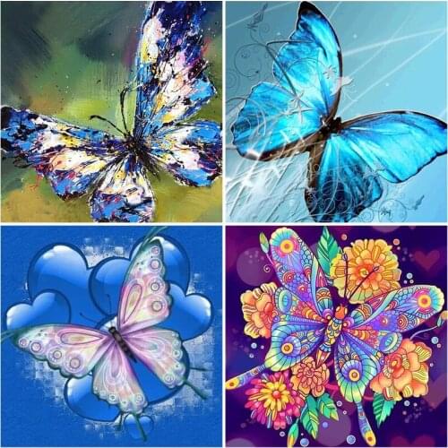 5D Diamond Painting Butterfly Cross Stitch Kits Full Square/Round Drill Handmade Gift Diamond Mosaic Animal Wall Art Home Decor