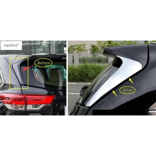Lapetus Accessories For Toyota Highlander / Kluger 2014 - 2019 Chrome Rear Triangle Tail Window Spoiler Wing Strip Cover Trim
