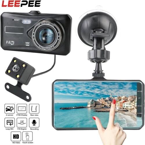 G-sensor WDR Auto Dash Cam Car DVR Dual Lens 4" HD 1080P Video Recorder Camera Dash Cam Touch Screen Auto Accessories