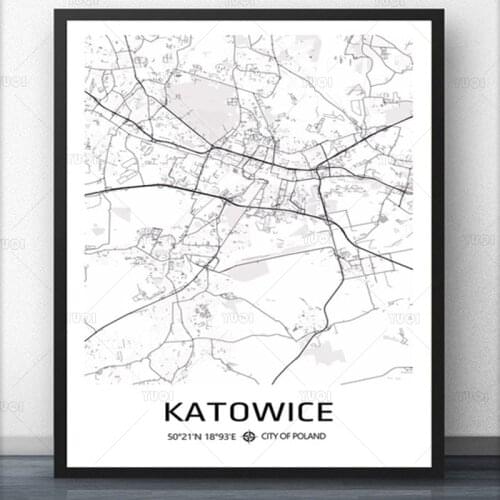 Bialystok Bydgoszcz Czestochowa Gdansk Gdynia Gliwice Katowice Kielce Krakow Poland City Map print poster canvas poster canvasWo