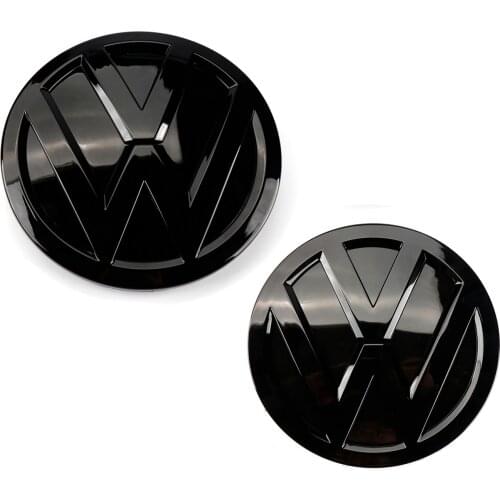 Gloss Black 137mm Front Grill Badge + 110mm Rear Trunk Lid Emblem Logo for VW Volkswagen Golf MK7.5 Golf 7.5