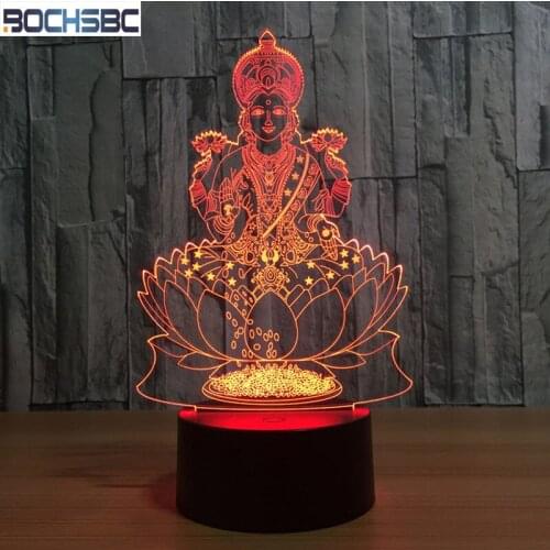 BOCHSBC Buddha 7 Color Changing Acrylic Night Light Touch Change Colors Table Lamp for Bedroom Bedside Decoration LED Lights