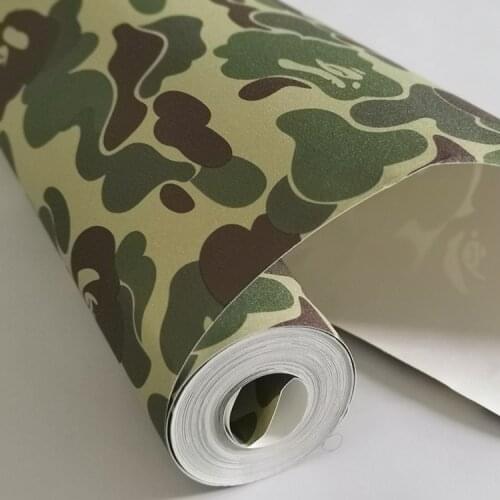 Have glue Tide brand matte Japan ape pattern Camouflage college dormitory clothing store decor wallpaper bedroom hip hop Europe