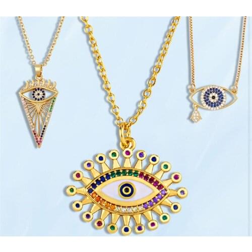 Bohemian Retro Aesthetic Women Men Evil Eye Necklaces Geometric Inverted Triangle Trendy Necklace Pendants Accessories For Teens