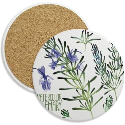 Purple Lavender Watercolor Flower Plant Ceramic Coaster Cup Mug Holder Absorbent Stone for Drinks 2pcs Gift