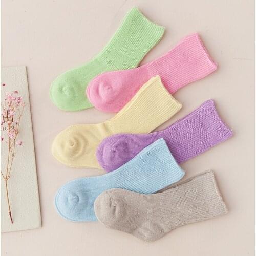 Kids Bamboo Socks Kids Candy Color Socks Lot Newborn Infant Crew Socks Plain Cotton Children School Socks Girls Boys meias 0-5Y