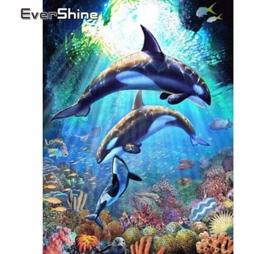 Evershine Diamond Embroidery Whale Diamond Painting Animal Full Square Cross Stitch Kit Diamond Mosaic Full Set Decoration Sale