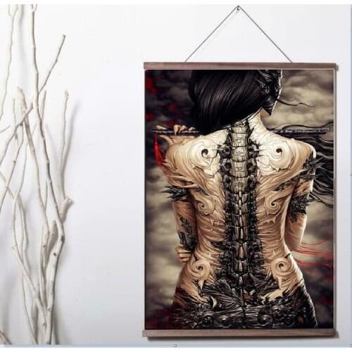 Fantasy Art Assassin lady Modern Art Print canvas Poster Canvas Scroll Painting with wood