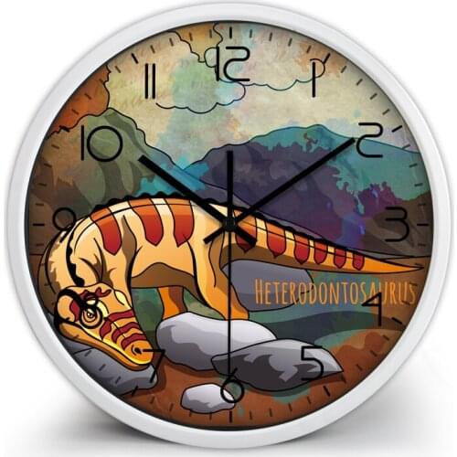 Living room retro creative domineering dinosaur world ultra-quiet wall clock bedroom Triceratops clock