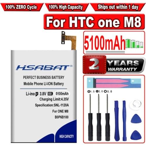 HSABAT 5100mAh B0P6B100 BOP6B100 Li-ion Phone Battery for HTC ONE M8 one 2 M8T M8X M8D E8 M8SW M8ST M8SD Battery