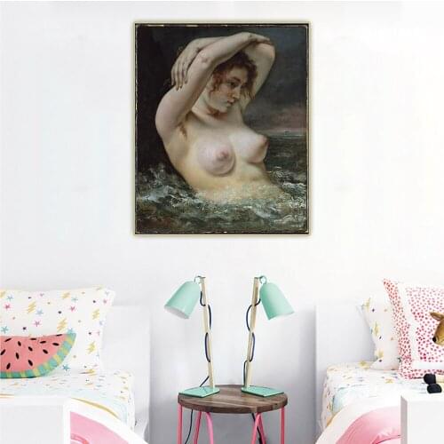 Citon Gustave Courbet《The Woman in the Waves》Canvas Art Oil Painting Artwork Poster Picture Backdrop Wall Decor Home Decoration