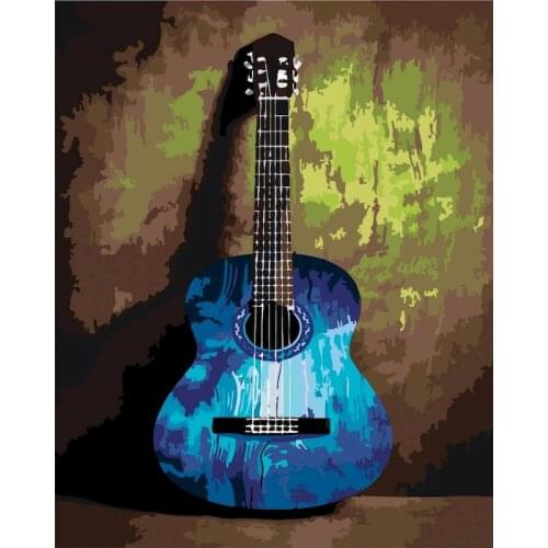 GATYZTORY 60x75cm Frame Paint By Numbers Handmade DIY Gift For Adults Blue guitar Oil Painting Modern Home Living Room Wall Deco